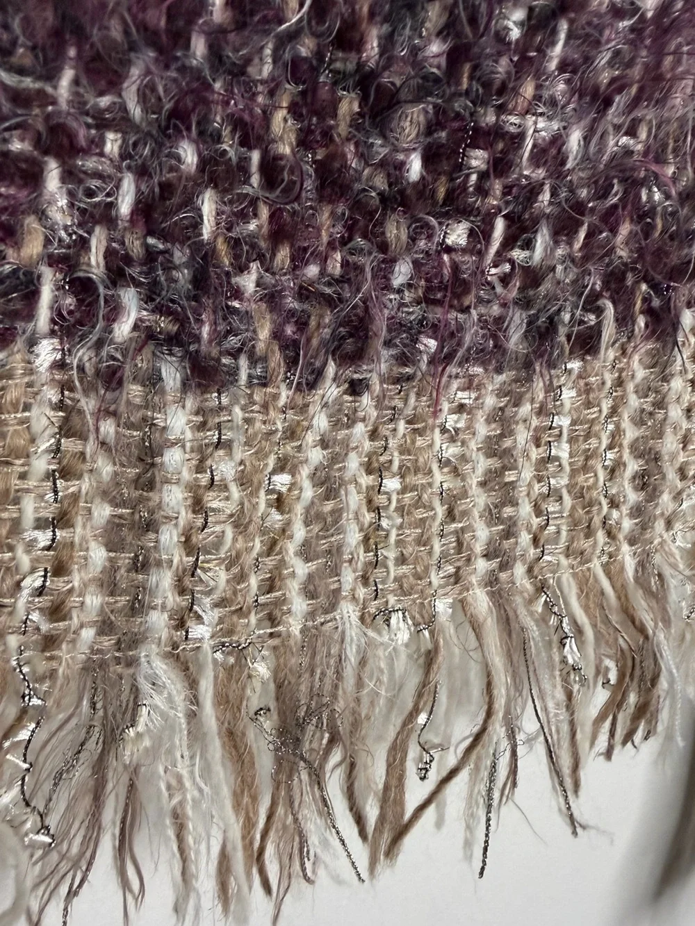 Tommasi Loom Works Purple and Cream Scarf